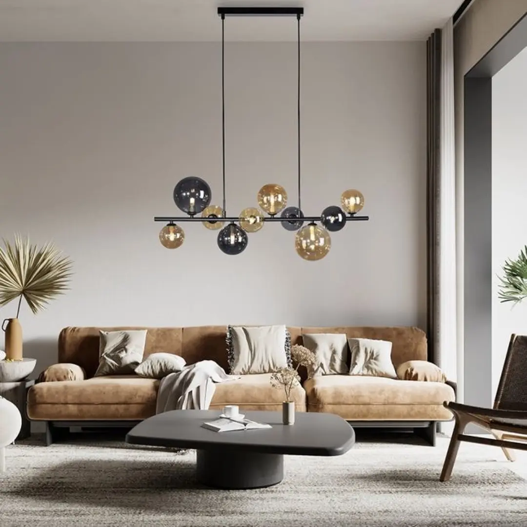 Paul Neuhaus Popsicle Hanglamp 85cm - Zwart - Smoke Amber Glas - afbeelding 6 van 6