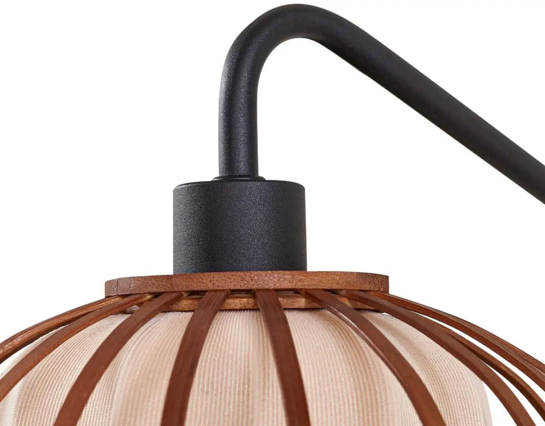 Lindby Wandlamp Hout 1 Licht - Bamboe/Beige/Zwart - afbeelding 6 van 6