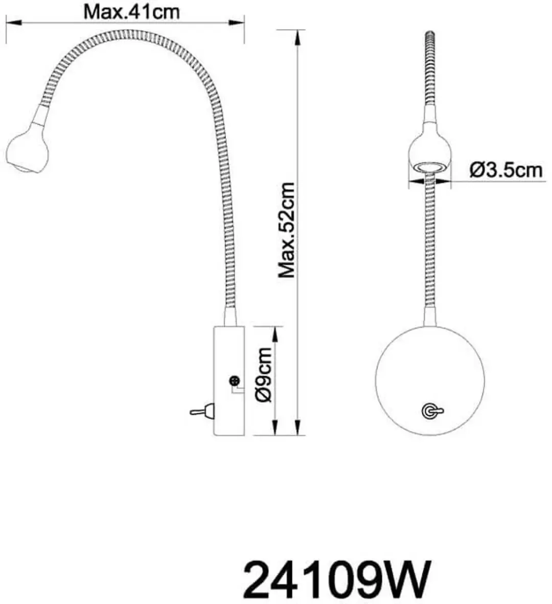 Globo Serpent Wandlamp Staal - 41cm - LED