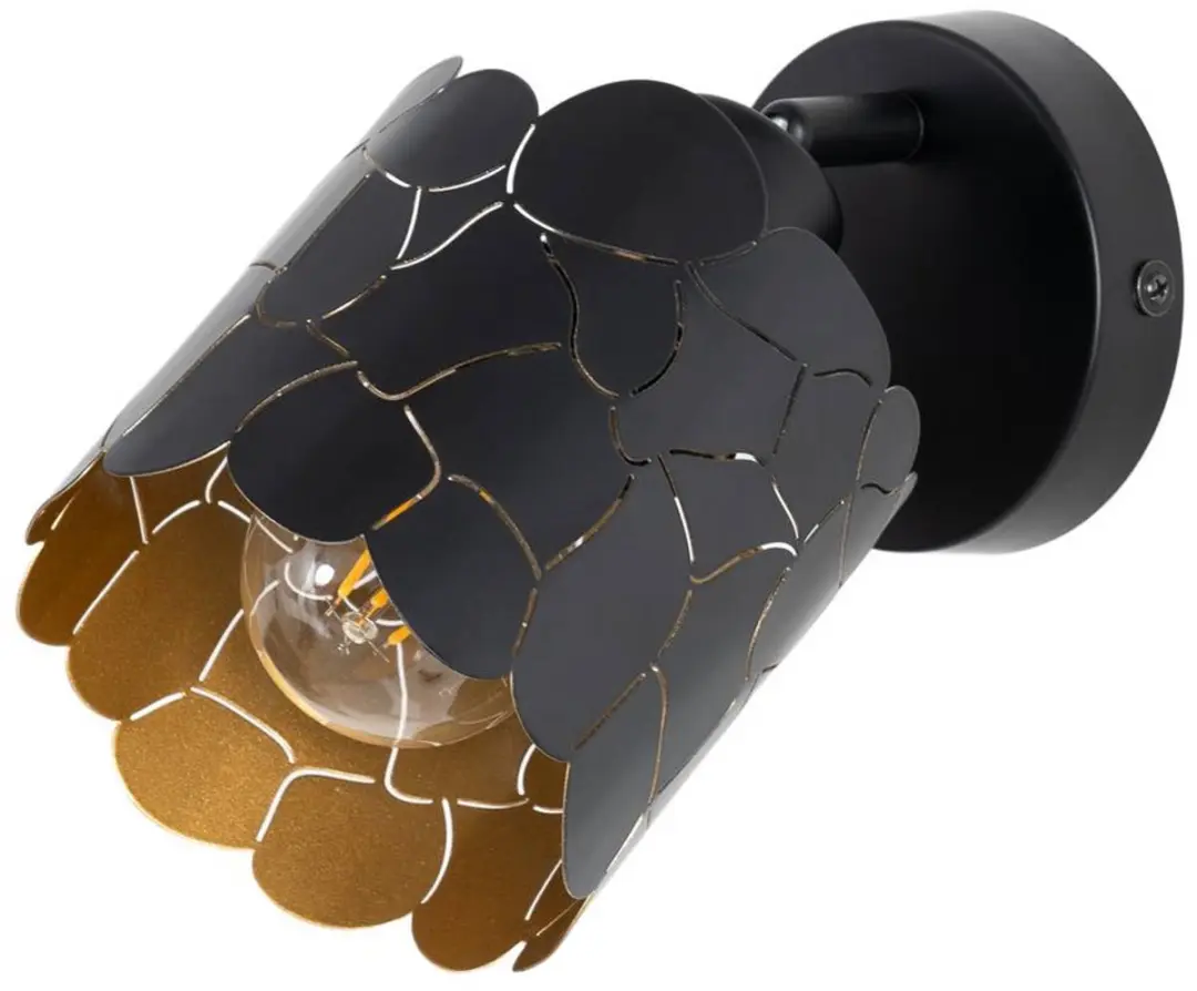 Lindby Wandlamp Metaal 1 Licht E27 - 12cm - Zwart/Goud