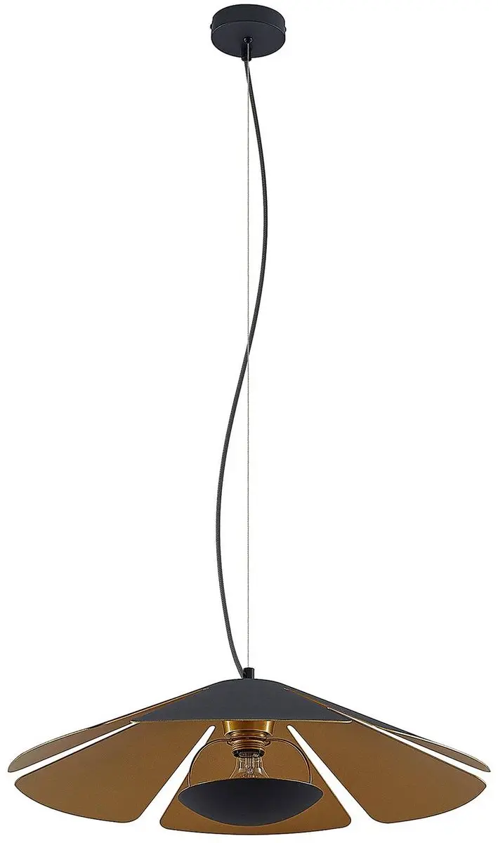 Lucande Hanglamp 1 Licht - Staal/Aluminium - E27 - Zwart/Goud
