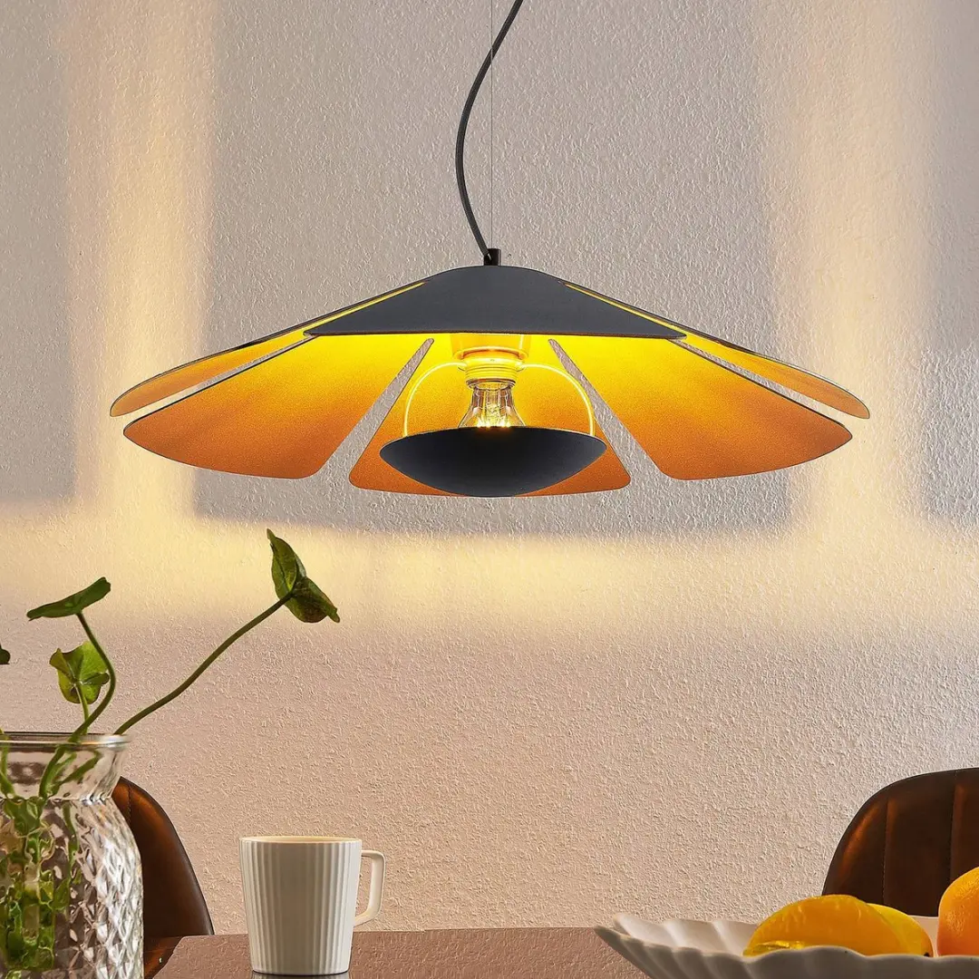Lucande Hanglamp 1 Licht - Staal/Aluminium - E27 - Zwart/Goud
