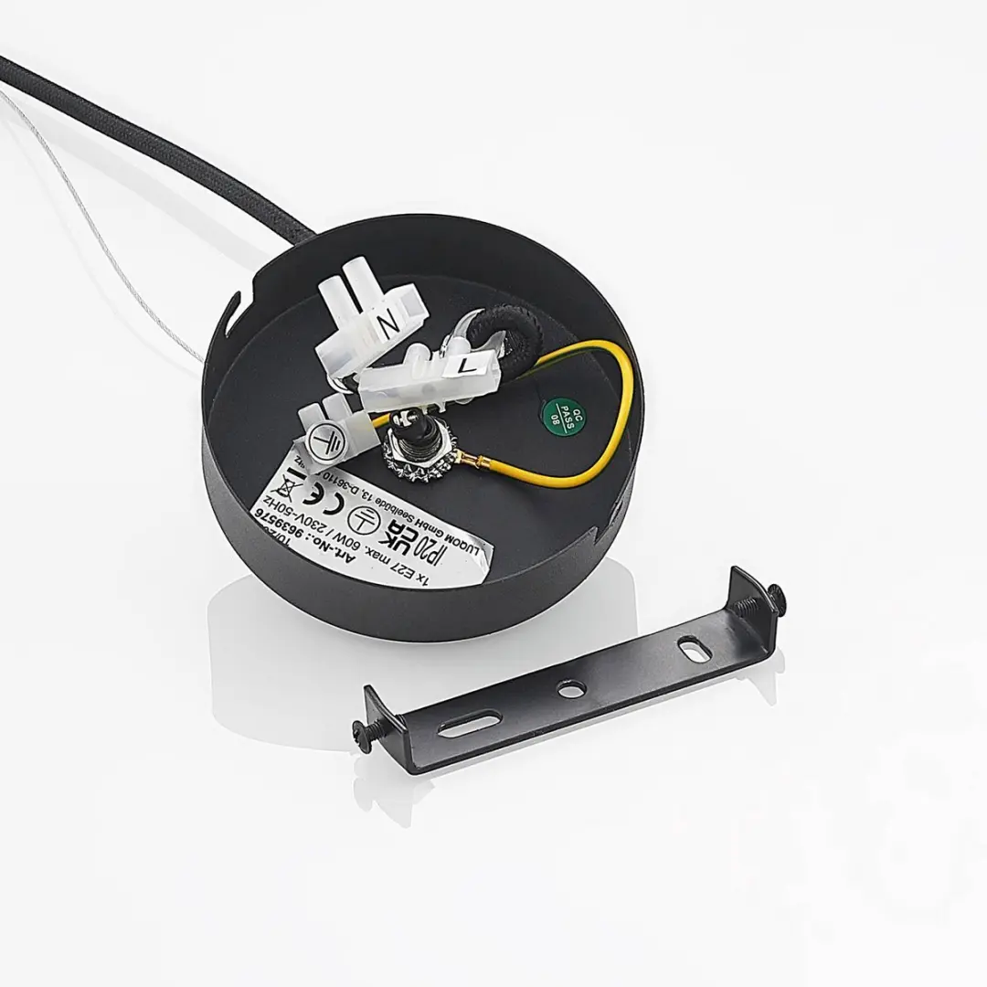 Lucande Hanglamp 1 Licht - Staal/Aluminium - E27 - Zwart/Goud
