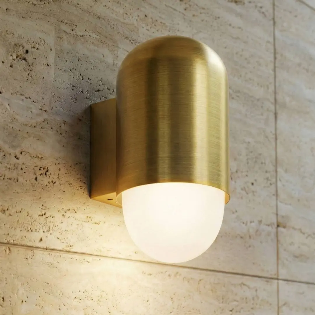Lindby Wandlamp Buiten Aluminium Glas 1 Licht E27 - Messing/Wit