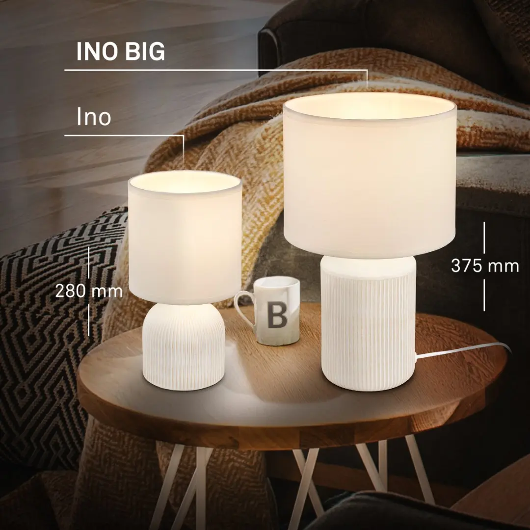 Briloner Ino Tafellamp - Ø15cm x 28cm Wit