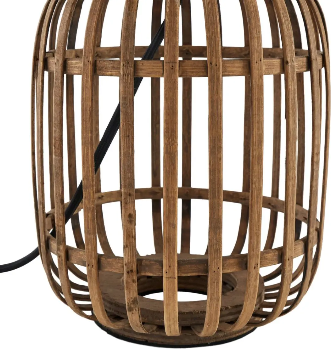 Lindby Tafellamp Textiel Bamboe 1 Licht E27 - 24cm Grijs