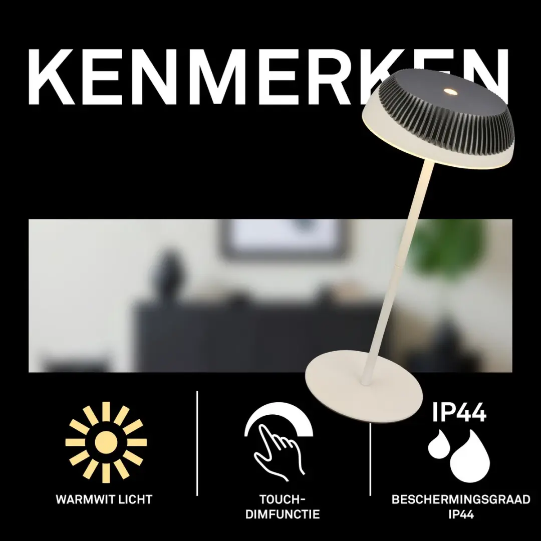 Briloner Alusta Oplaadbare Tafellamp - Antraciet - 2700K - IP44