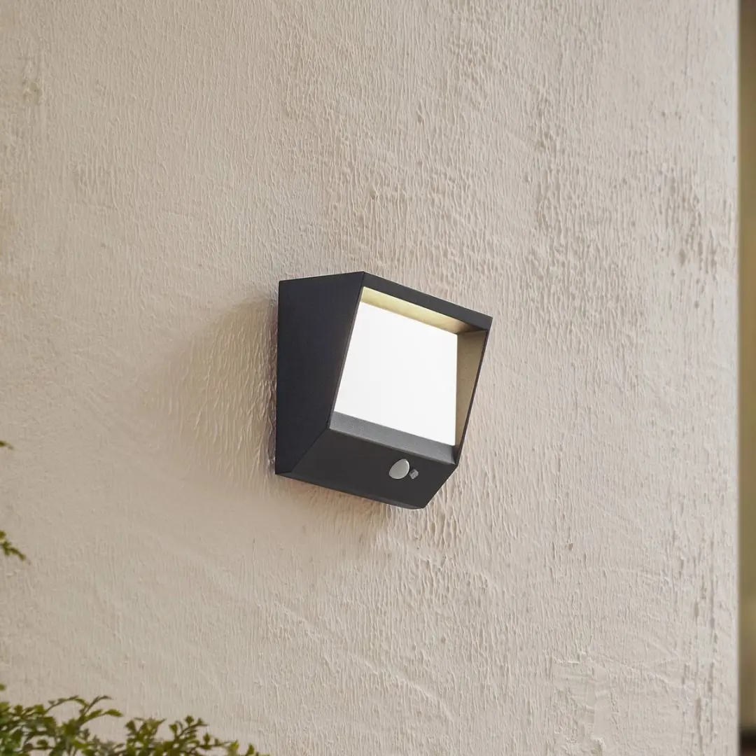Lucande Solar Buitenlamp - Gegoten aluminium - 14 cm - Zwart/Wit
