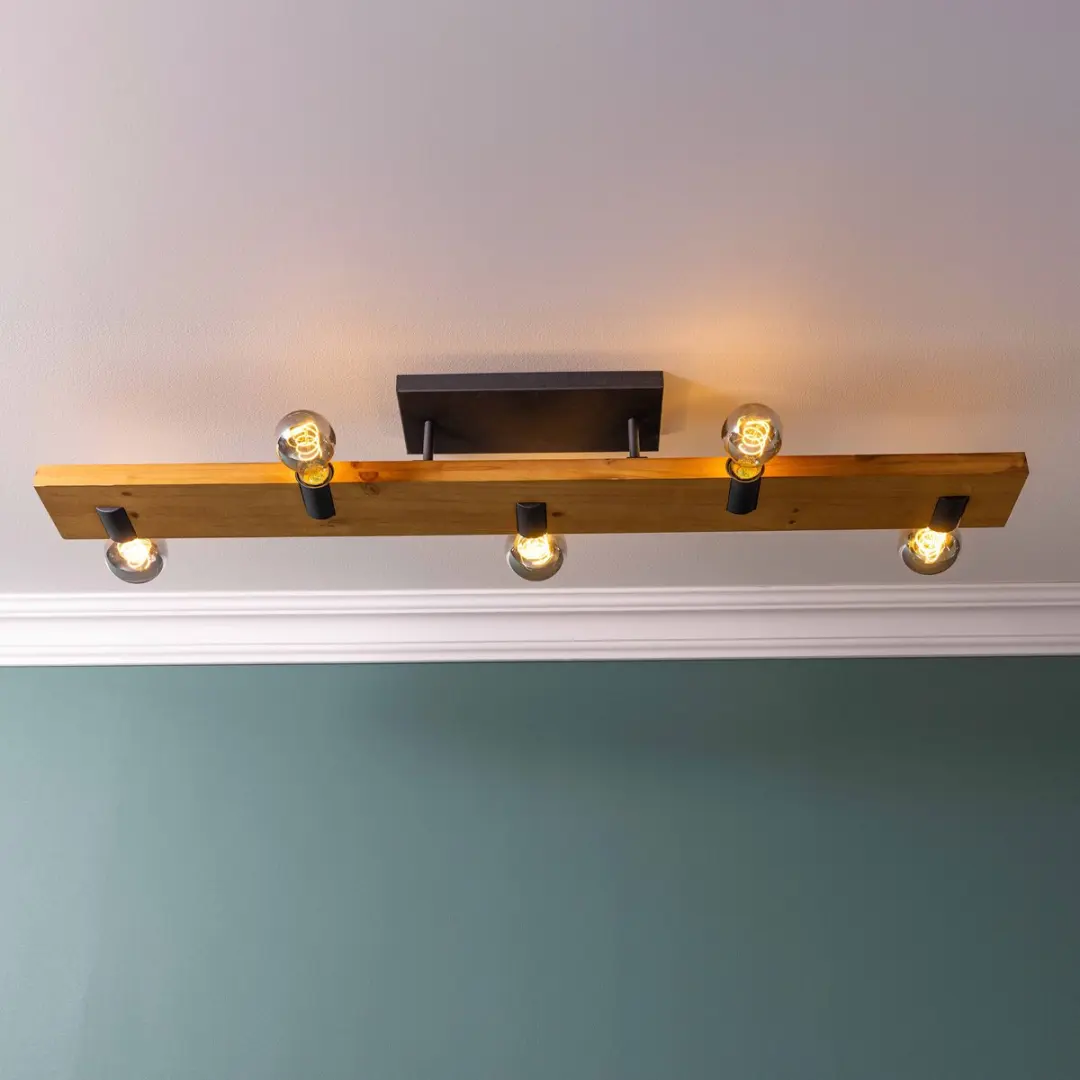 Brilliant Mertes 5-lichts Plafondlamp - 5x40W - Bruin/Zwart