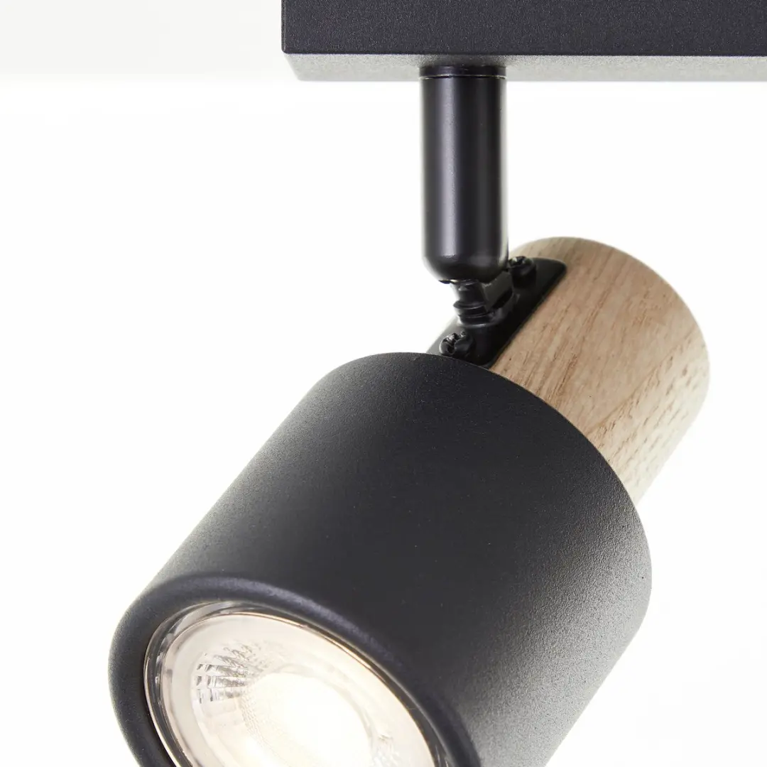 Brilliant Pini Plafondspotbalk GU10 - 4x10W - Zwart/Hout