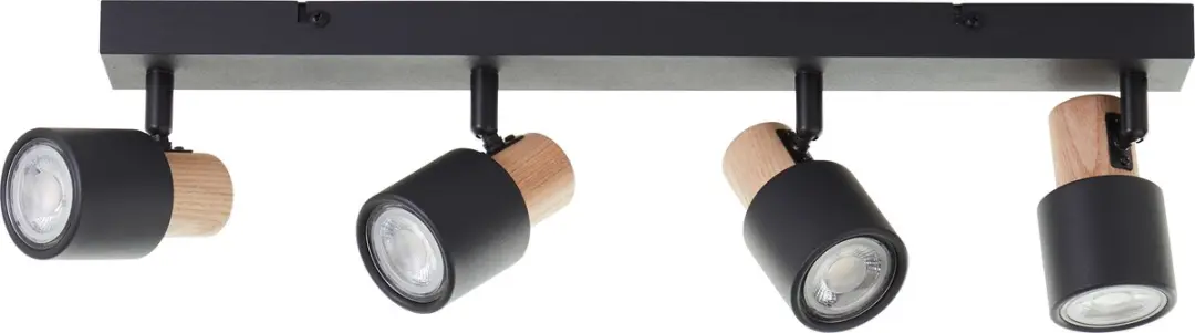 Brilliant Pini Plafondspotbalk GU10 - 4x10W - Zwart/Hout