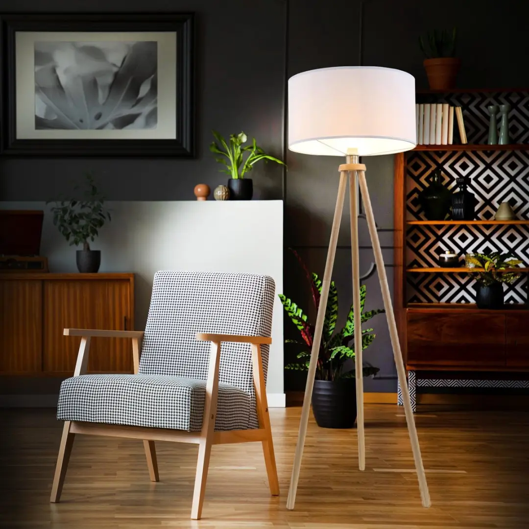 Briloner Scandi Vloerlamp - 148cm - Wit