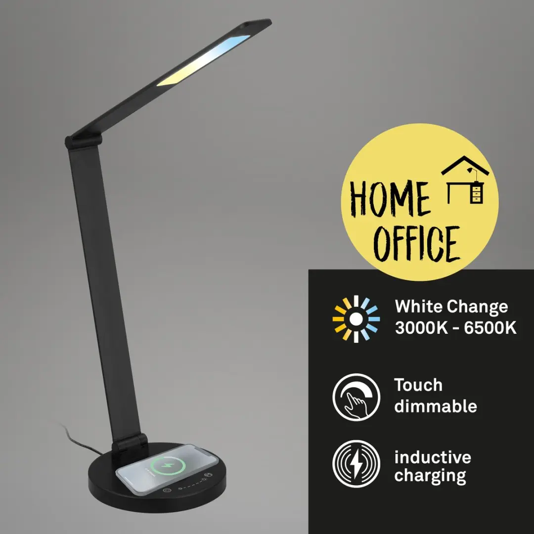 Briloner Cuma LED Bureaulamp - Inductielader - 6.7W - Zwart