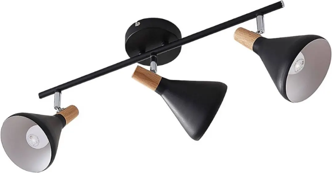 Lindby Buitenspot 3-licht Metaal Hout - E14 - Zwart/Licht Hout