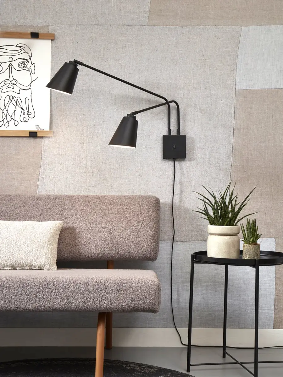 it's about RoMi Wandlamp Bremen - Zwart - 2x40W