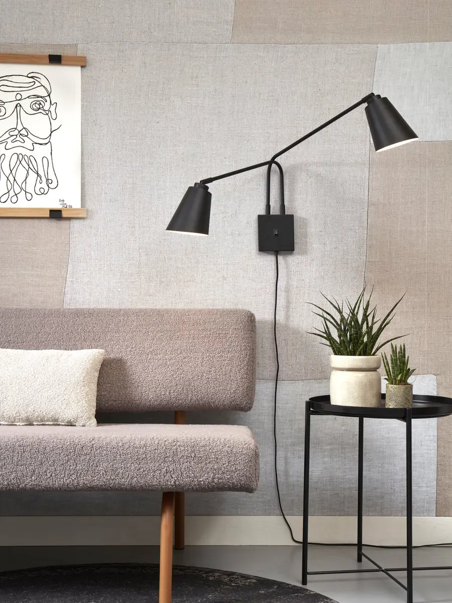 it's about RoMi Wandlamp Bremen - Zwart - 2x40W