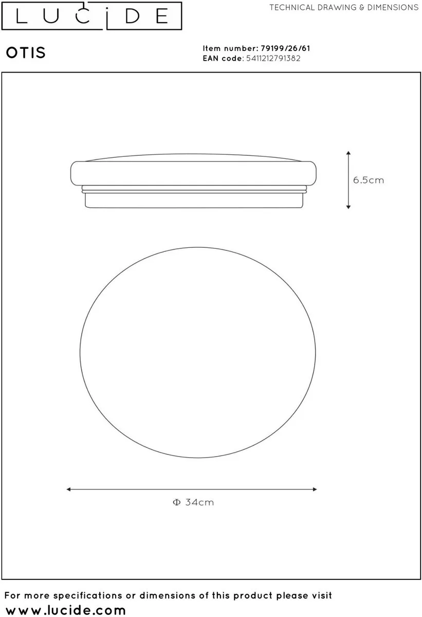 Lucide OTIS Plafondlamp Ø34cm LED 24W 3000K Opaal