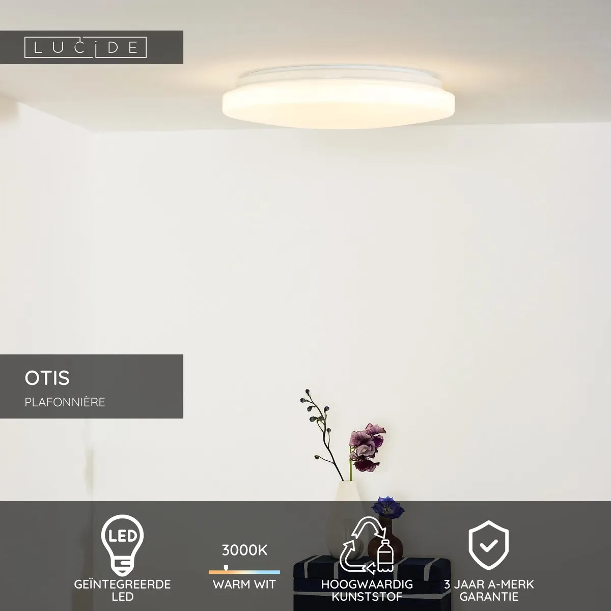 Lucide OTIS Plafondlamp Ø34cm LED 24W 3000K Opaal
