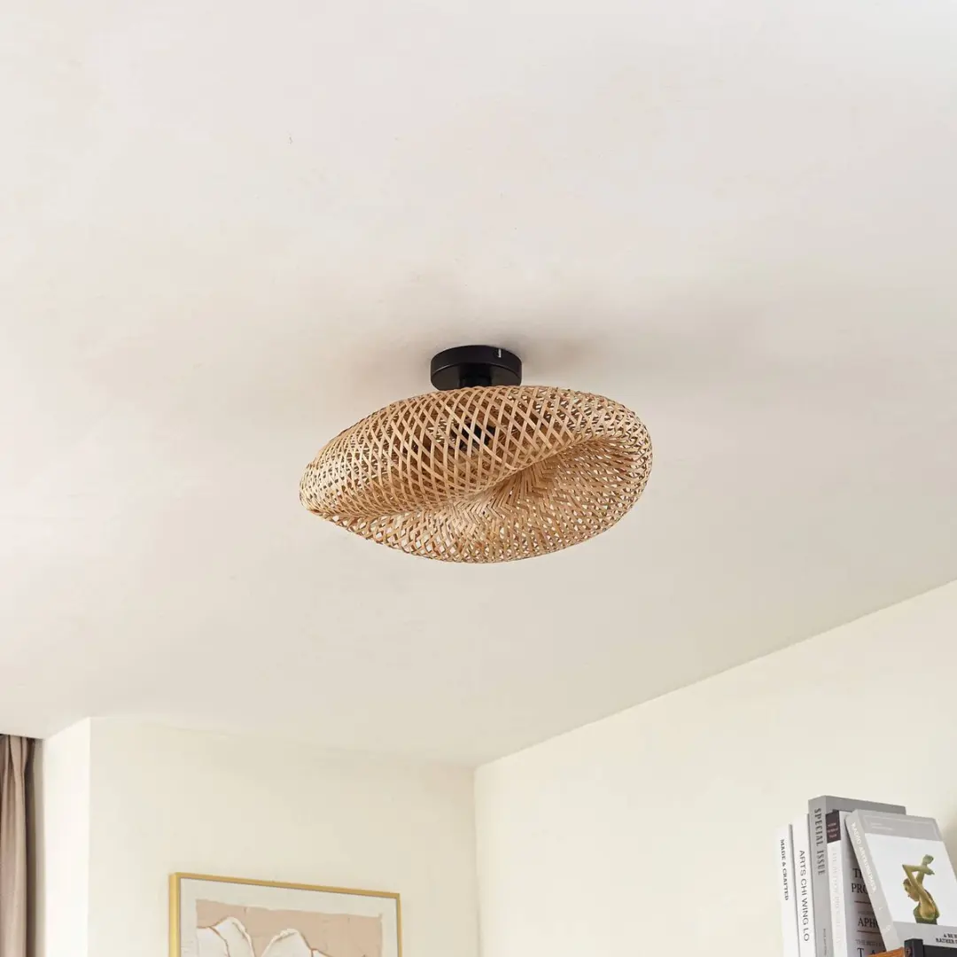 Lindby Plafondlamp Bamboe 1 Licht E27 - Ø50cm