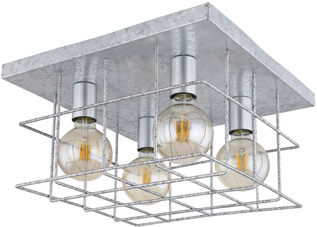 Globo Plafondlamp 4-vlammen Zilver - E27 - H26cm