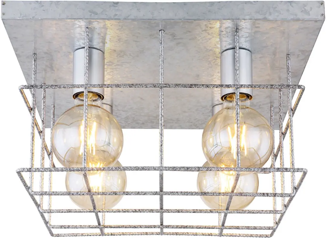 Globo Plafondlamp 4-vlammen Zilver - E27 - H26cm - afbeelding 6 van 6
