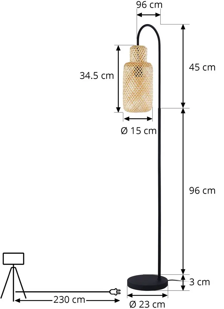 Lindby Vloerlamp IJzer Bamboe 145cm