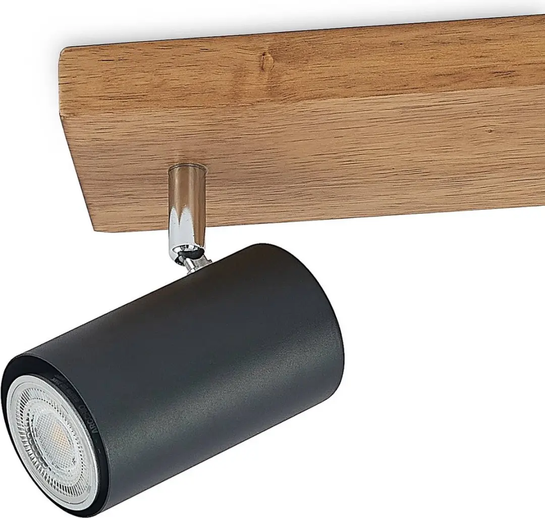 Lindby Buitenspot 3-lichts GU10 - 8W - Licht hout/zwart/chroom