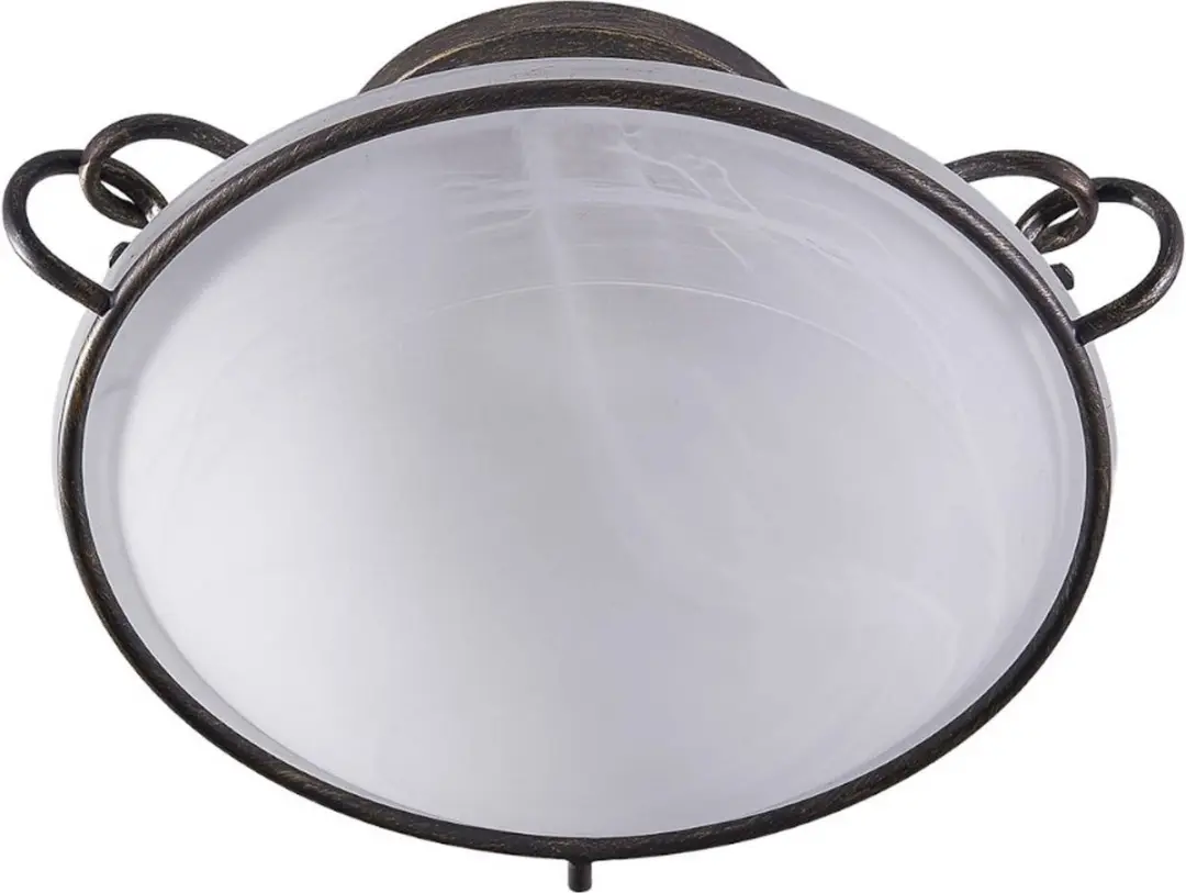 Lindby Plafondlamp 3 Licht Metaal Glas - 50cm - Zilver Antiek/Wit Albast