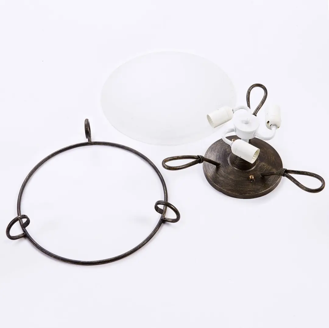 Lindby Plafondlamp 3 Licht Metaal Glas - 50cm - Zilver Antiek/Wit Albast