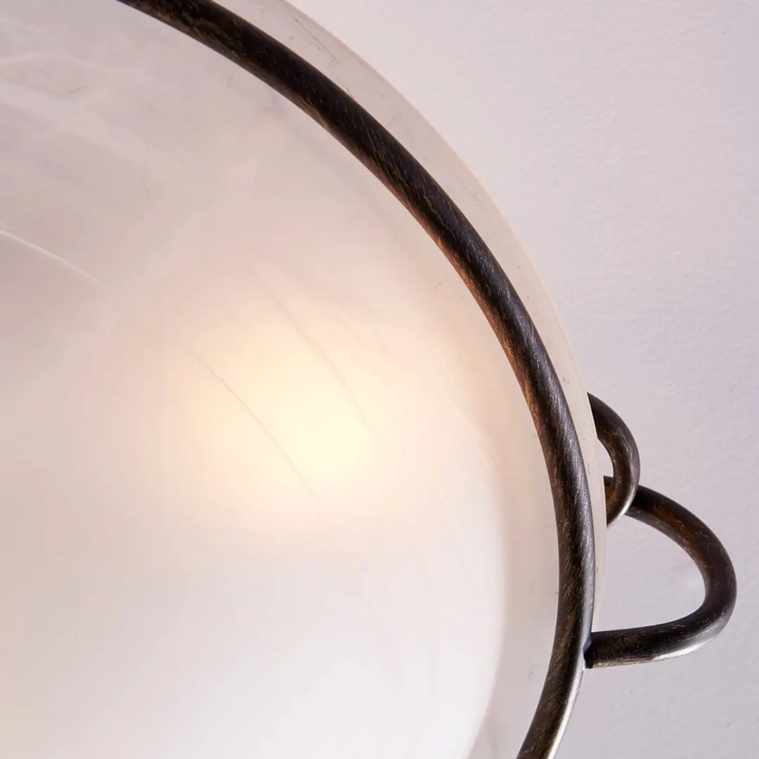 Lindby Plafondlamp 3 Licht Metaal Glas - 50cm - Zilver Antiek/Wit Albast