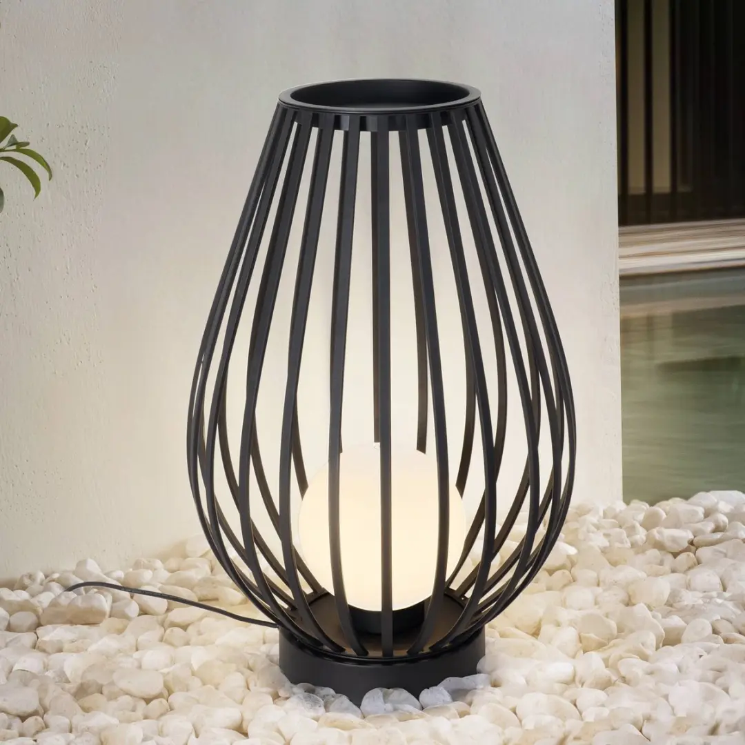 Lucande Terraslamp Metaal/Acryl 1 Licht E27 - 69cm - Zwart/Wit