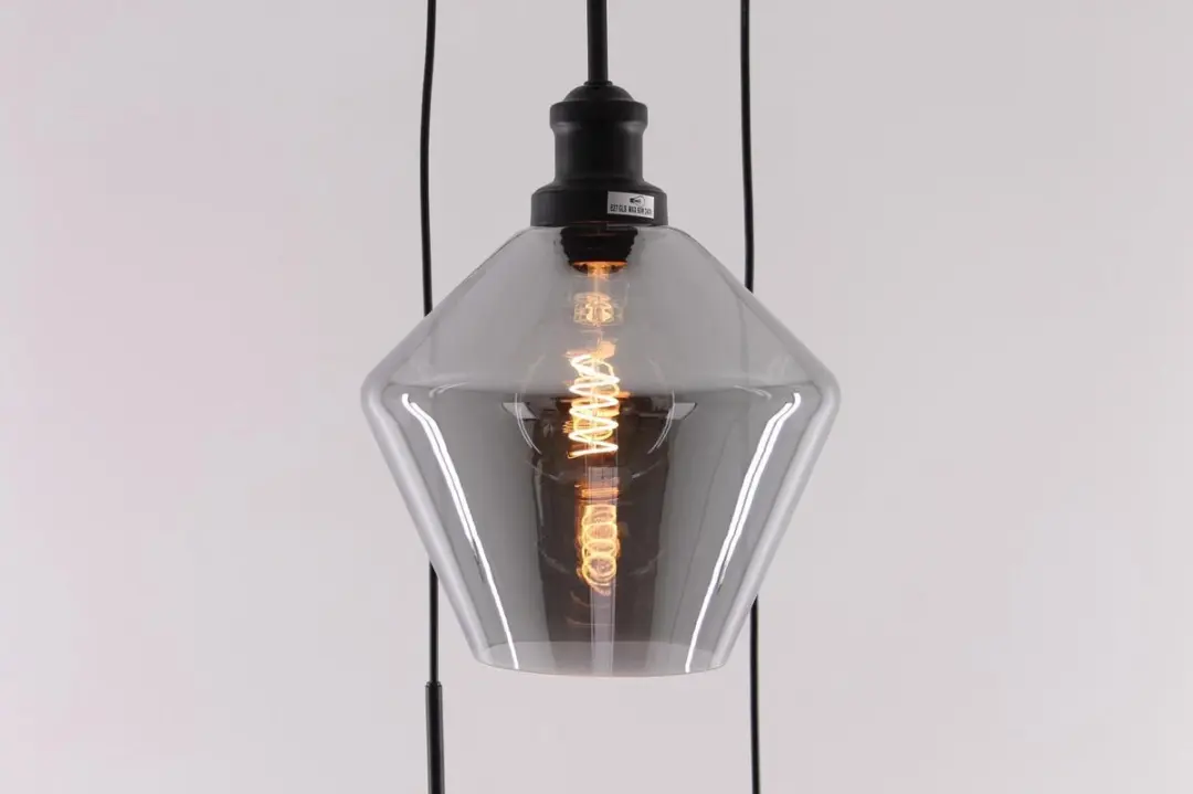 Globo Hanglamp 3-delig - Roodbruin glas - Zwart