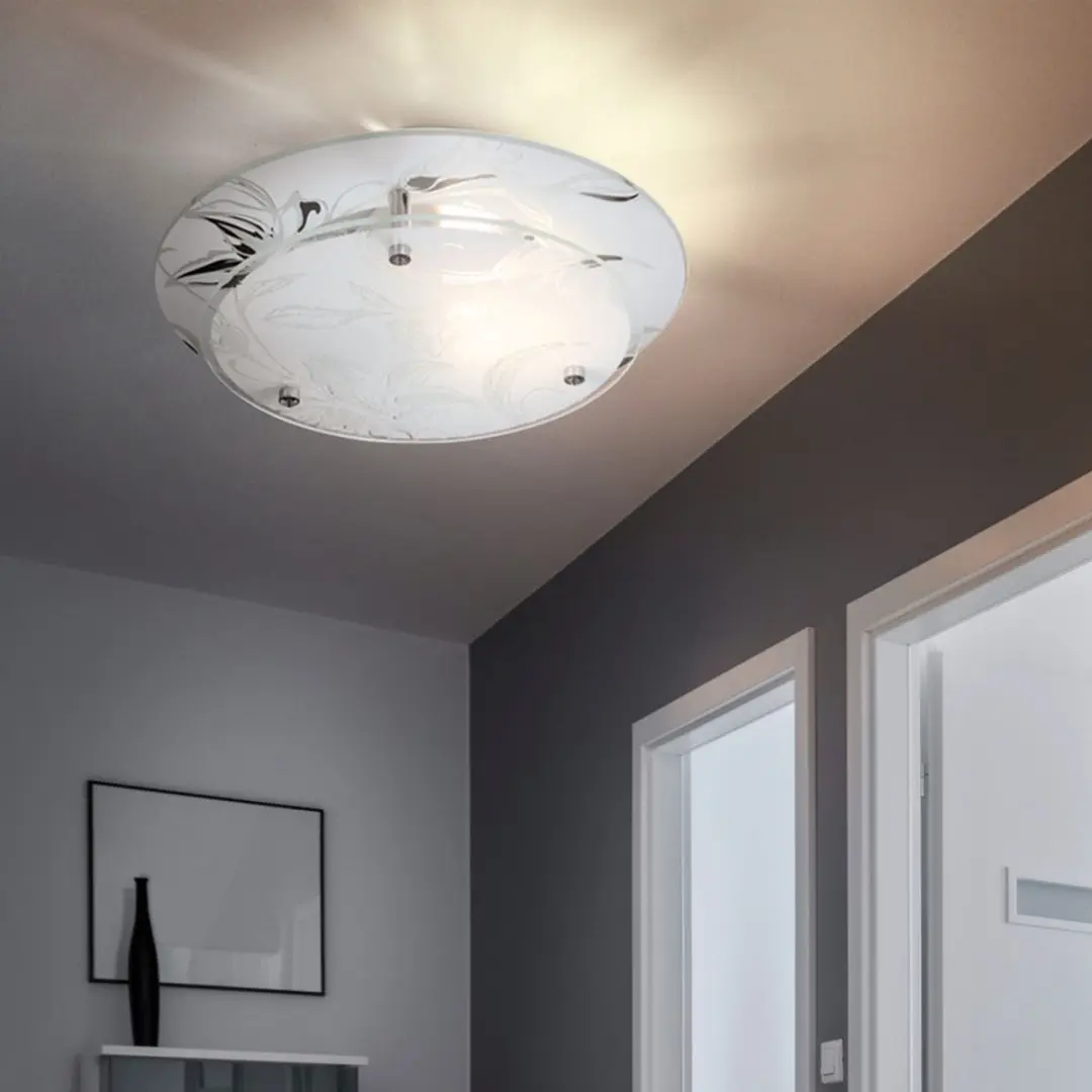 Globo Glazen Plafondlamp E27 - Ø25cm x H9,5cm - Wit - Set van 2