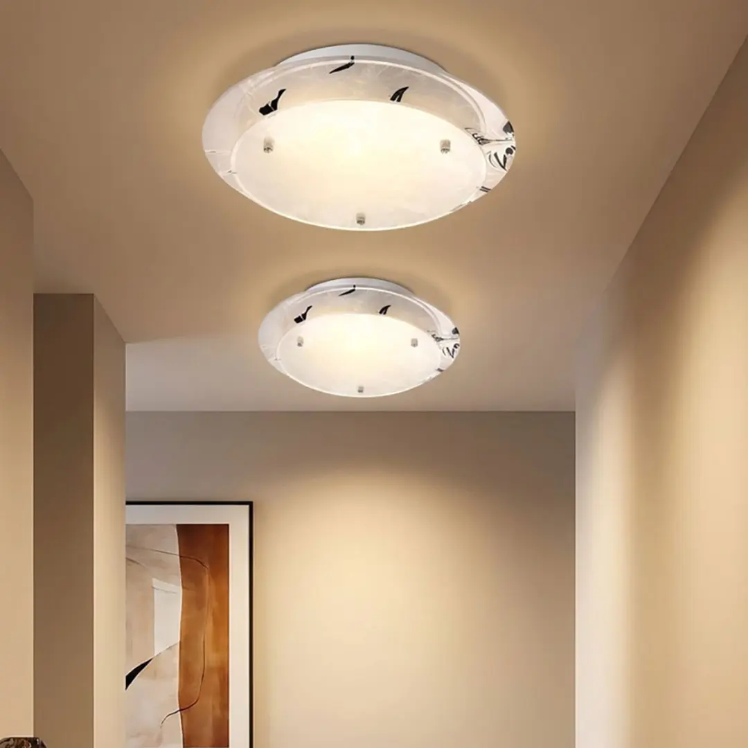 Globo Glazen Plafondlamp E27 - Ø25cm x H9,5cm - Wit - Set van 2