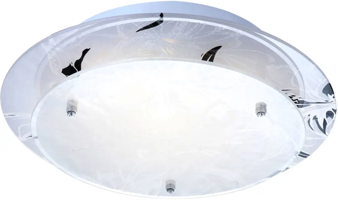 Globo Glazen Plafondlamp E27 - Ø25cm x H9,5cm - Wit - Set van 2