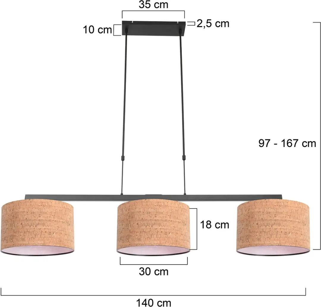 Steinhauer Hanglamp 3457ZW - 3x40W Warm Wit - Zwart