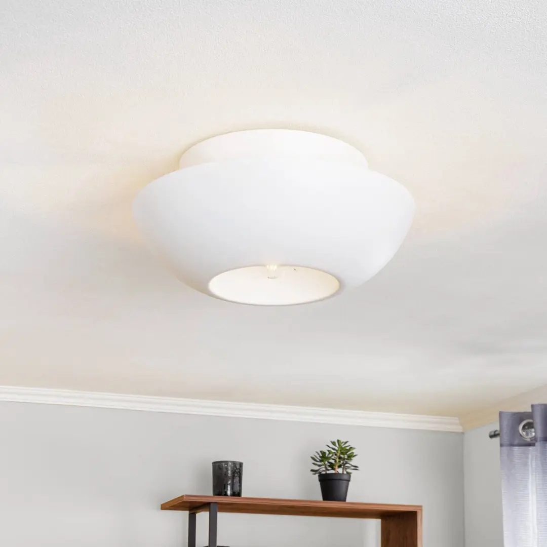 Lucande Plafondlamp Design 1 Licht - Ø48cm - Staal - Wit
