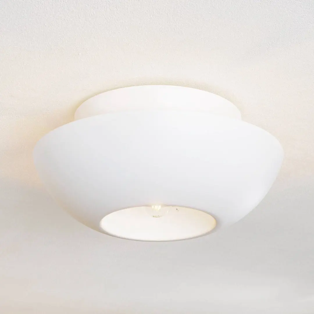 Lucande Plafondlamp Design 1 Licht - Ø48cm - Staal - Wit