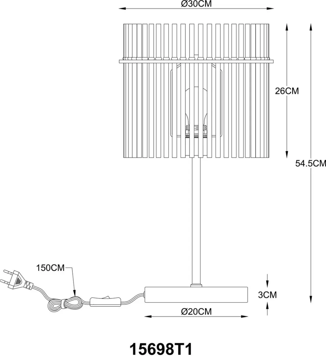 Globo Gorley Tafellamp - Ø30cm - Zwart
