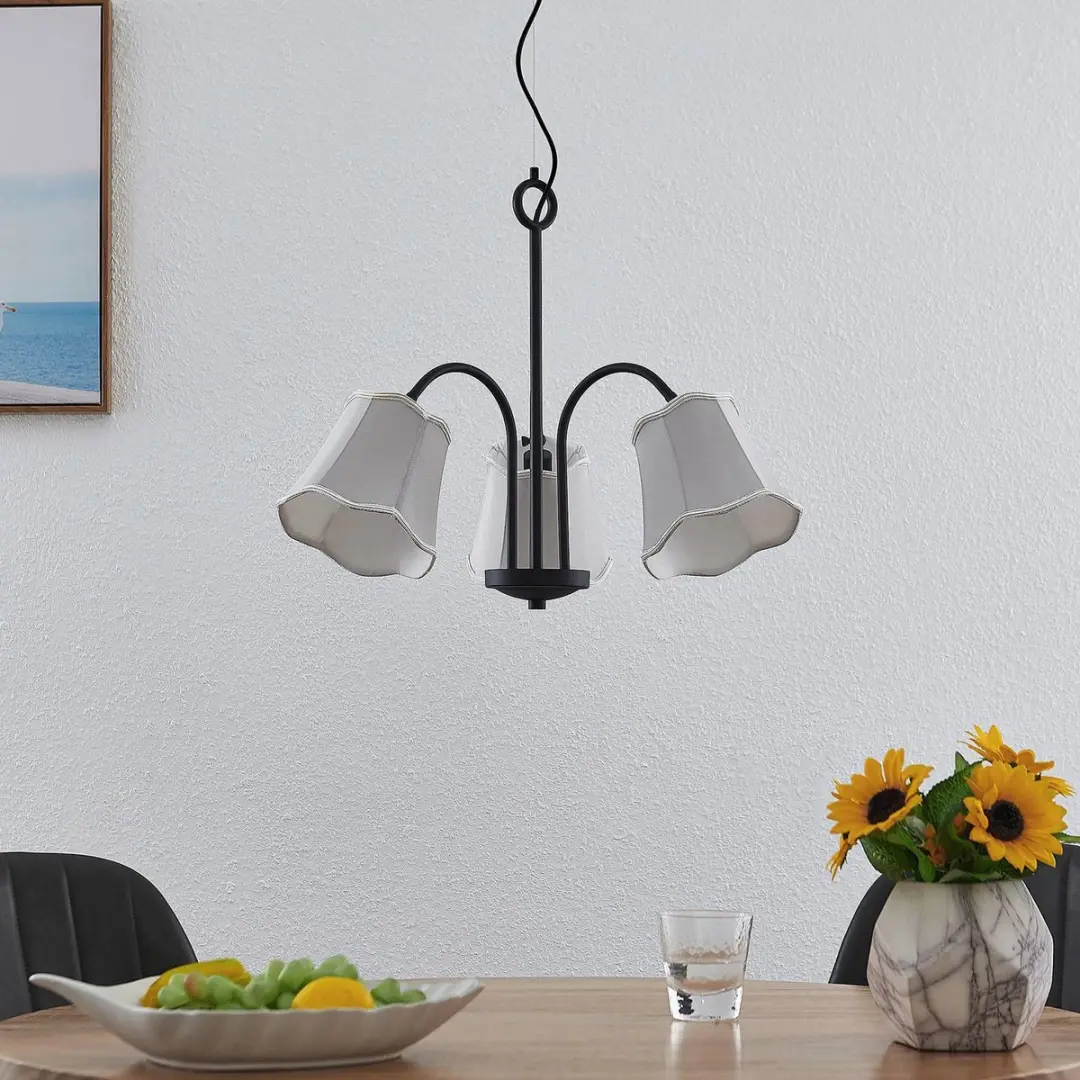 Lucande Hanglamp 3-Lichts - Zilvergrijs/Zwart
