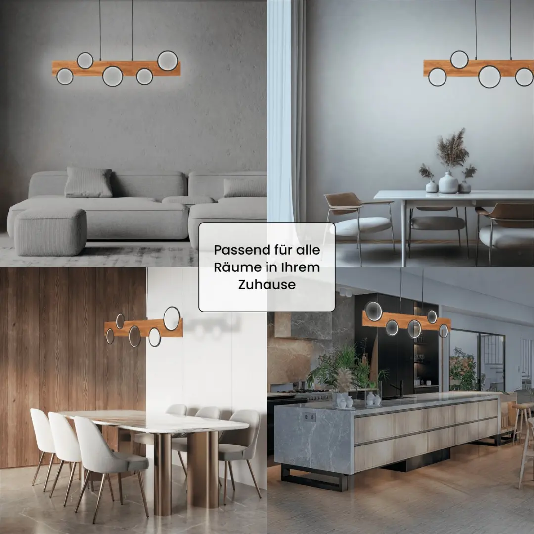 Brilliant Cheesy Hanglamp Hout - 34W - Mat Zwart/Hout - afbeelding 6 van 6