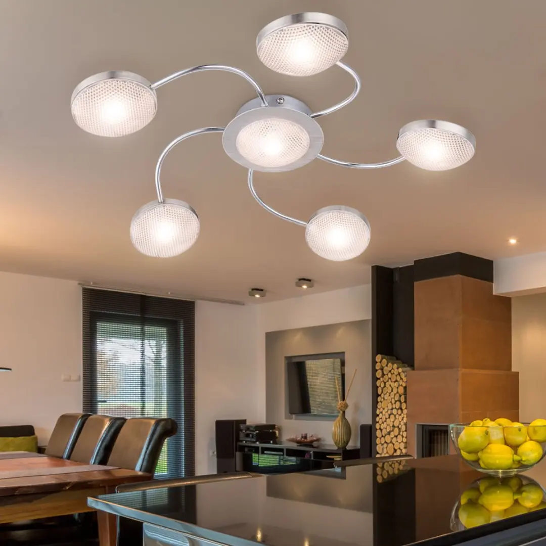 Globo LED Plafondlamp 6 Vlammen Nikkel Mat - 6x345lm Warm Wit