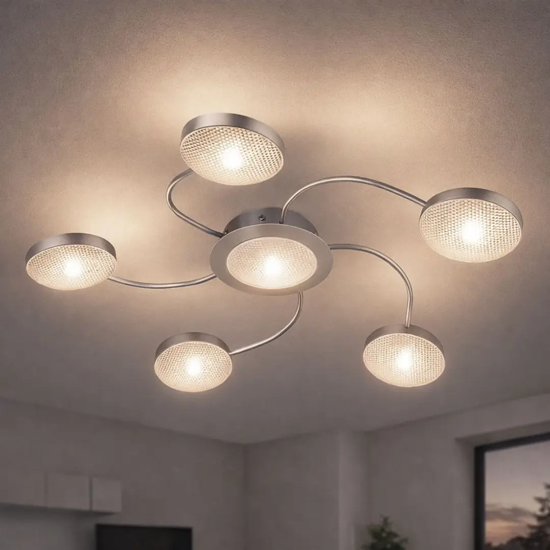 Globo LED Plafondlamp 6 Vlammen Nikkel Mat - 6x345lm Warm Wit