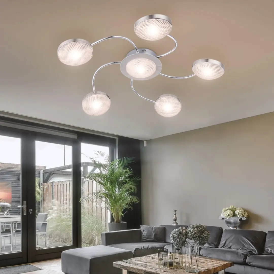 Globo LED Plafondlamp 6 Vlammen Nikkel Mat - 6x345lm Warm Wit