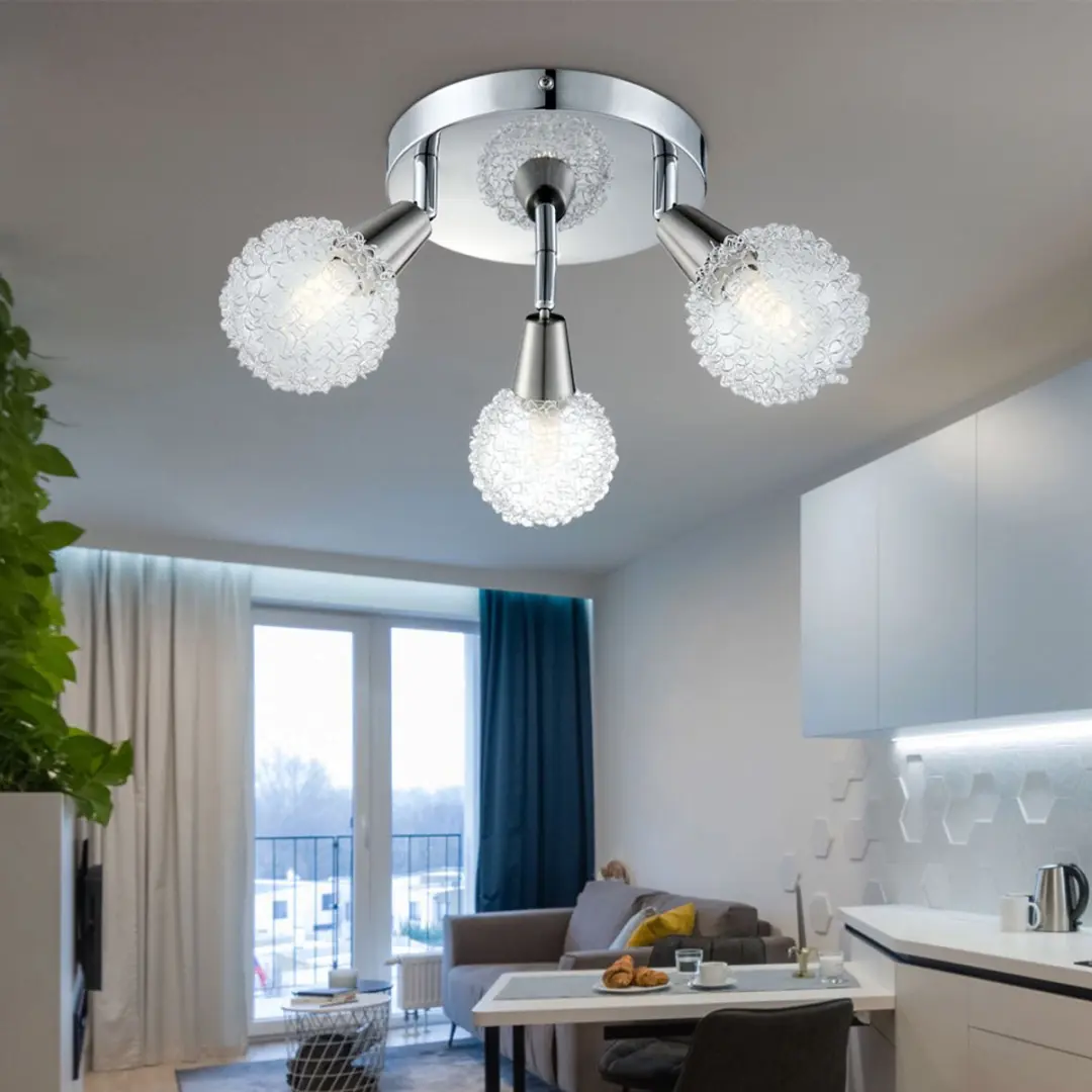 Globo Spotrondell ALU Plafondlamp - 3x E14 3W 300lm Zilver