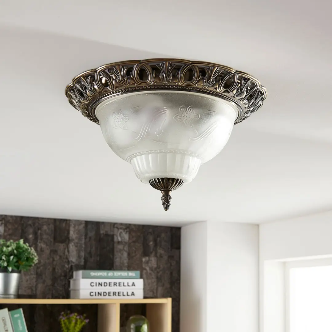 Lindby Plafondlamp 2 Lichtpunten 33cm - Antiek Messing
