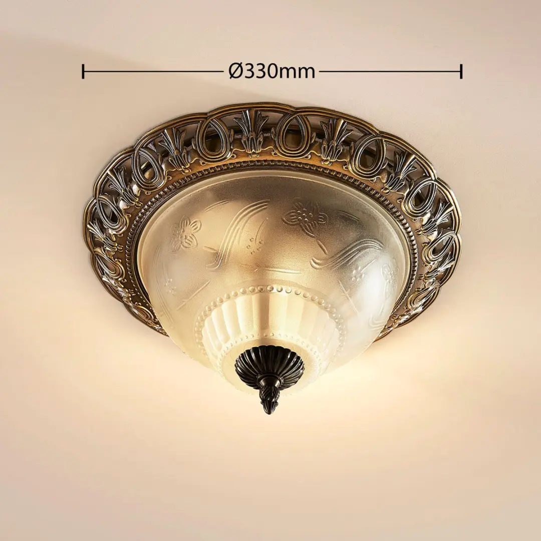 Lindby Plafondlamp 2 Lichtpunten 33cm - Antiek Messing