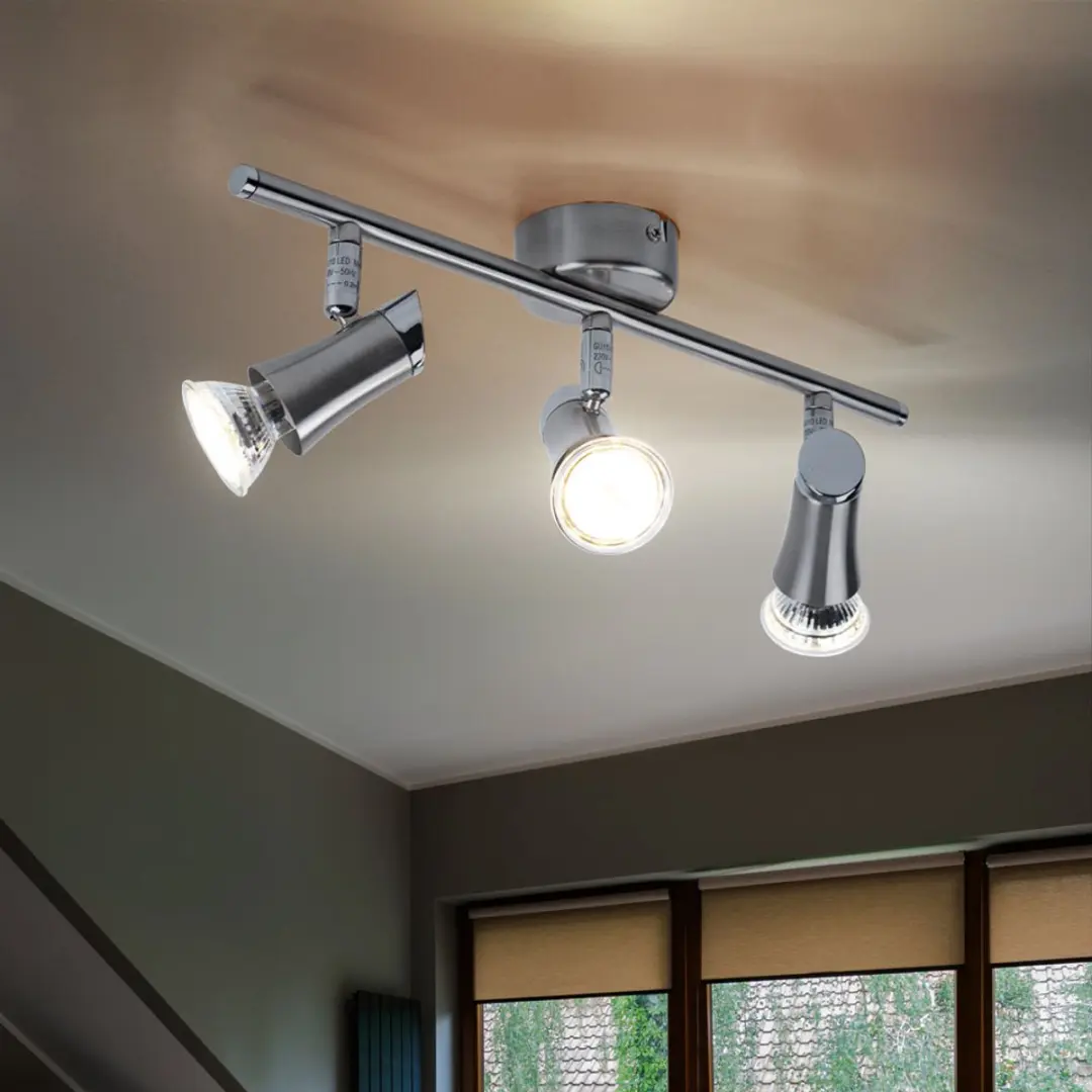 Globo Plafondlamp Spotstrip 3x GU10 4W - Zilver - afbeelding 6 van 6