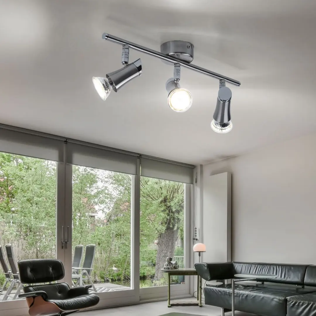 Globo Plafondlamp Spotstrip 3x GU10 4W - Zilver