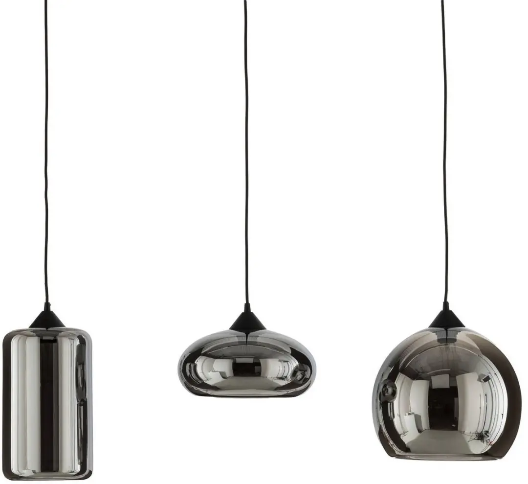 Lindby Hanglamp 3-lichts Metaal Glas - 28cm - Rokerig grijs